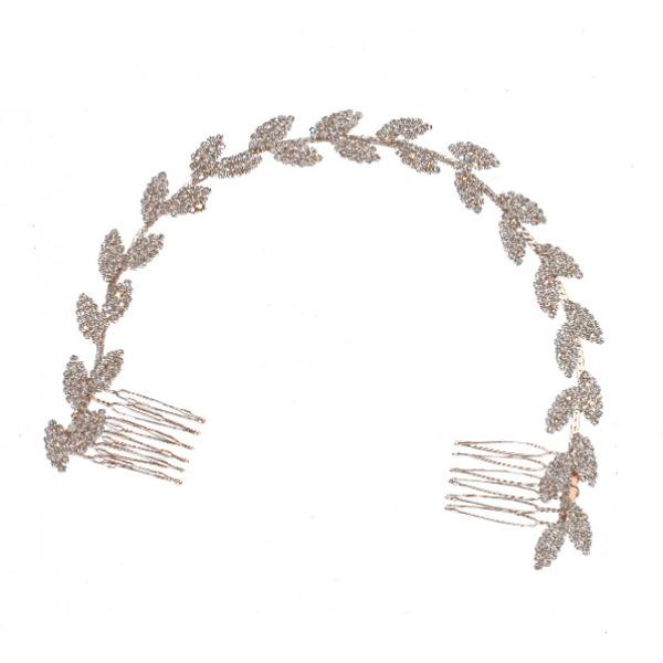 Шпилька - гребінець для волосся зі стразами, золото, 30 см