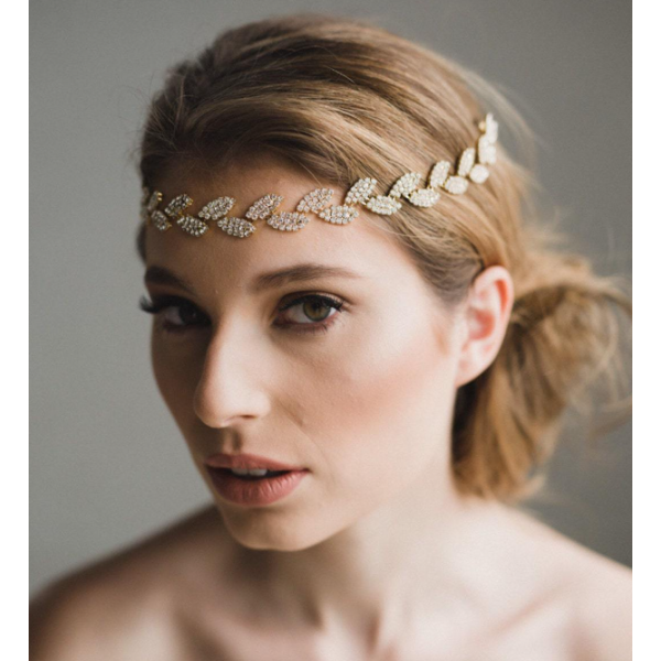 Шпилька - гребінець для волосся зі стразами, золото, 30 см