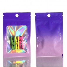 Пакет саше градієнт фіолетово-рожевий косметичний із замком Zip-Lock 7,5х12 см, із отвором, 10 шт