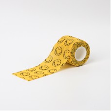 Бинт еластичний Coban 7,5 см, фіксуючий, самозакріплюючий, бинт Кобан, аутоадгезійний бинт, жовтий смайл, 7,5 см х 4,5 м