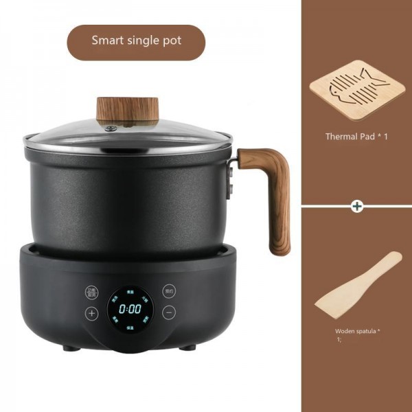 Каструля з електричною підставкою багатофункціональна, для приготування їжі, чорна, 1800 мл