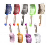 Гребінець, Масажна щітка для волосся, з чорним ворсом, різні кольори
