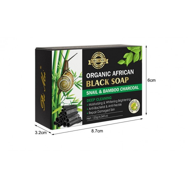 Мило чорне Organic Black Soap, з муцином равлика і бамбуковим вугіллям, 120 г