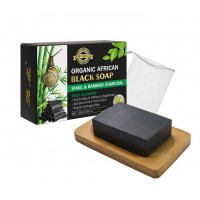 Мило чорне Organic Black Soap, з муцином равлика і бамбуковим вугіллям, 120 г