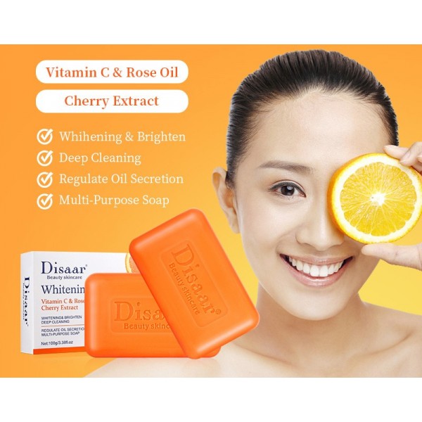 Мило відбілююче Disaar Whitening Soap, з вітаміном С та екстрактами вишні і шипшини, 100 г