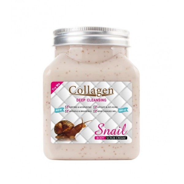 Скраб для тіла Collagen Snail Body Scrub Cream, з колагеном і муцином равлика, 500 мл 
