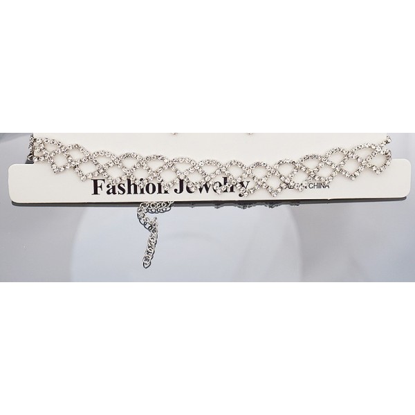 Набір: кольє зі стразами + сережки "Stylish Sparkle", срібло 