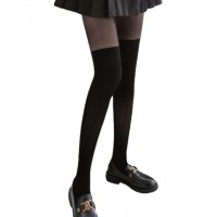 Колготы тонкие с имитацией чулок, черные женские колготки, 1 шт