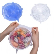 Кришка харчова для збереження свіжості продуктів, кухонна силіконова кришка, набір із 6 предметів, біла