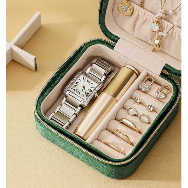 Органайзер для прикрас, велюровий, на блискавці, скринька для зберігання ювелірних виробів, 10x10x5 см