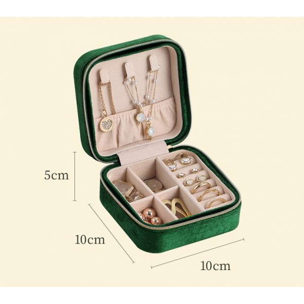 Органайзер для прикрас, велюровий, на блискавці, скринька для зберігання ювелірних виробів, 10x10x5 см