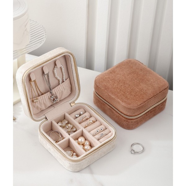Органайзер для прикрас, велюровий, на блискавці, скринька для зберігання ювелірних виробів, 10x10x5 см