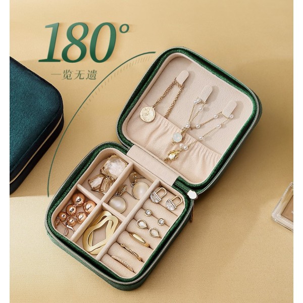 Органайзер для прикрас, велюровий, на блискавці, скринька для зберігання ювелірних виробів, 10x10x5 см