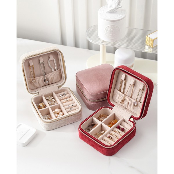 Органайзер для прикрас, велюровий, на блискавці, скринька для зберігання ювелірних виробів, 10x10x5 см