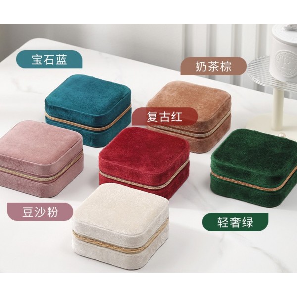 Органайзер для прикрас, велюровий, на блискавці, скринька для зберігання ювелірних виробів, 10x10x5 см