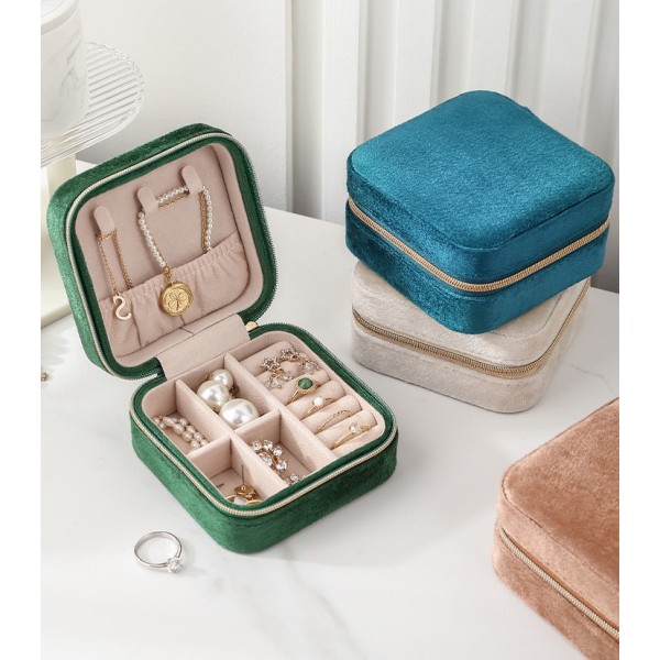 Органайзер для прикрас, велюровий, на блискавці, скринька для зберігання ювелірних виробів, 10x10x5 см