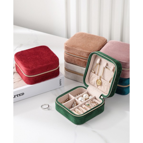Органайзер для прикрас, велюровий, на блискавці, скринька для зберігання ювелірних виробів, 10x10x5 см