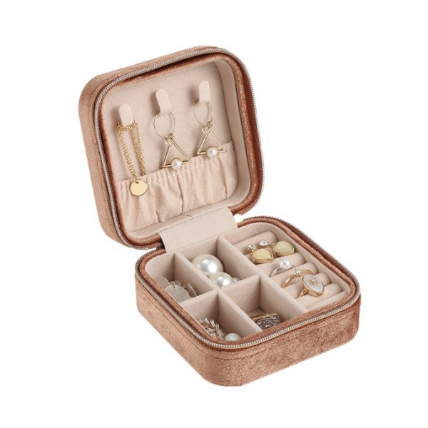Органайзер для прикрас, велюровий, на блискавці, скринька для зберігання ювелірних виробів, 10x10x5 см
