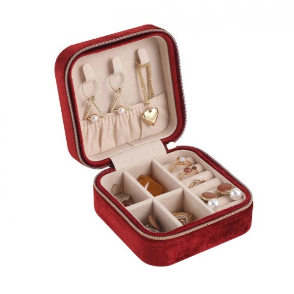Органайзер для прикрас, велюровий, на блискавці, скринька для зберігання ювелірних виробів, 10x10x5 см