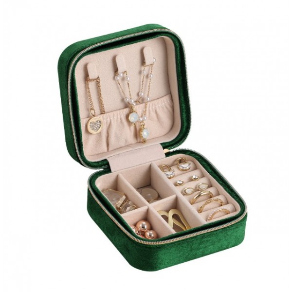 Органайзер для прикрас, велюровий, на блискавці, скринька для зберігання ювелірних виробів, 10x10x5 см