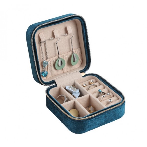 Органайзер для прикрас, велюровий, на блискавці, скринька для зберігання ювелірних виробів, 10x10x5 см