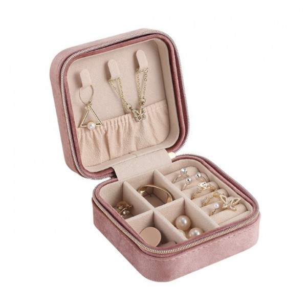 Органайзер для прикрас, велюровий, на блискавці, скринька для зберігання ювелірних виробів, 10x10x5 см
