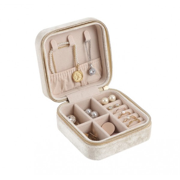 Органайзер для прикрас, велюровий, на блискавці, скринька для зберігання ювелірних виробів, 10x10x5 см