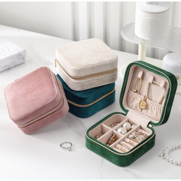 Органайзер для прикрас, велюровий, на блискавці, скринька для зберігання ювелірних виробів, 10x10x5 см