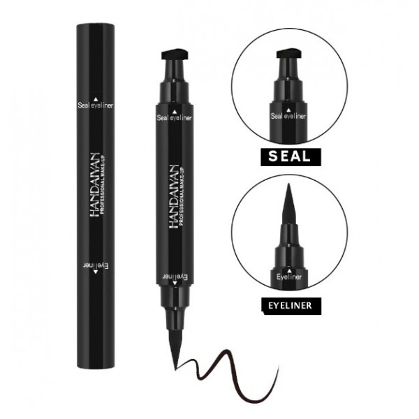 Підводка - фломастер для очей Handaiyan, двостороння зі штампом, водонепроникна, чорний олівець для очей