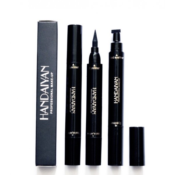 Підводка - фломастер для очей Handaiyan, двостороння зі штампом, водонепроникна, чорний олівець для очей
