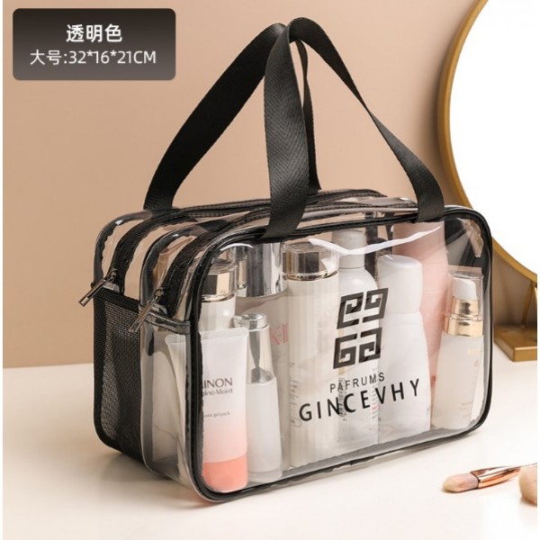 Косметичка двошарова, прозора, 32х21х16, водонепроникна тревел косметичка, два кольори