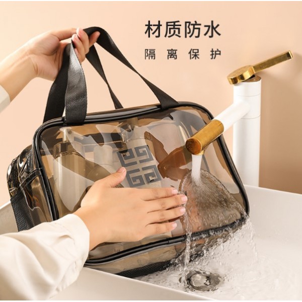 Косметичка двошарова, прозора, 32х21х16, водонепроникна тревел косметичка, два кольори