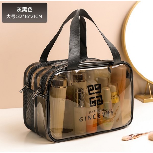 Косметичка двошарова, прозора, 32х21х16, водонепроникна тревел косметичка, два кольори