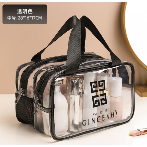 Косметичка двухслойная, прозрачная, 28х17х16, водонепроницаемая тревел косметичка, два цвета