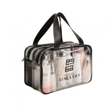 Косметичка двошарова, прозора, 28х17х16, водонепроникна тревел косметичка, два кольори