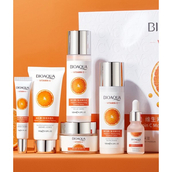 Подарунковий набір для обличчя, зволожуючий, Bioaqua Vitamin C Set, з вітаміном С, 6 засобів