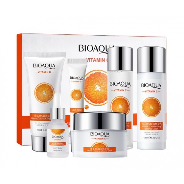 Подарунковий набір для обличчя, зволожуючий, Bioaqua Vitamin C Set, з вітаміном С, 6 засобів
