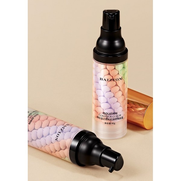 База под макияж 3 в 1, трехцветная, выравнивающая, Baizton Isolation Contour Color, 40 г