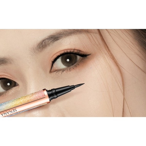Підводка - фломастер для очей Senana Marina Eyeliner Shine Starry Sky Persistent, водостійка, чорна, 0.8 мл  
