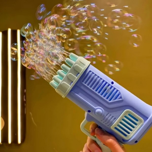 Пістолет бульбашковий Bubble Shooter Bazuka, дитячий генератор мильних бульбашок, 32 отвори, 2 кольори