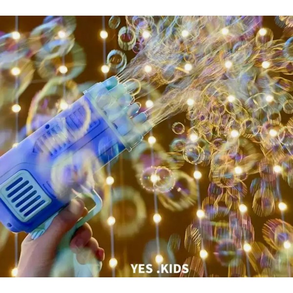 Пістолет бульбашковий Bubble Shooter Bazuka, дитячий генератор мильних бульбашок, 32 отвори, 2 кольори