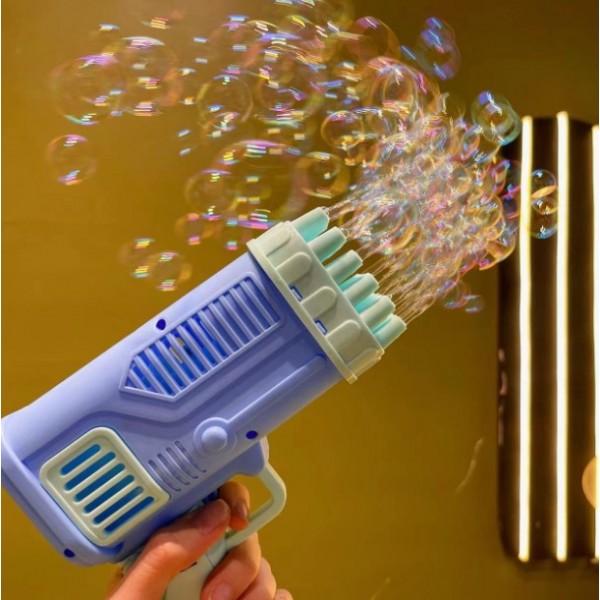 Пістолет бульбашковий Bubble Shooter Bazuka, дитячий генератор мильних бульбашок, 32 отвори, 2 кольори