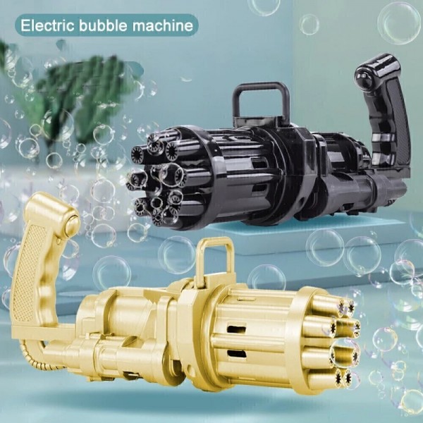 Пістолет бульбашковий чорний Gatling Gun, електричний іграшковий пістолет для створення мильних бульбашок