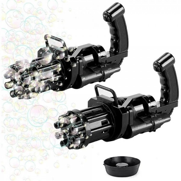 Пістолет бульбашковий чорний Gatling Gun, електричний іграшковий пістолет для створення мильних бульбашок