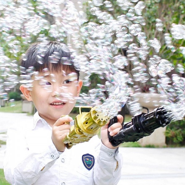 Пістолет бульбашковий чорний Gatling Gun, електричний іграшковий пістолет для створення мильних бульбашок