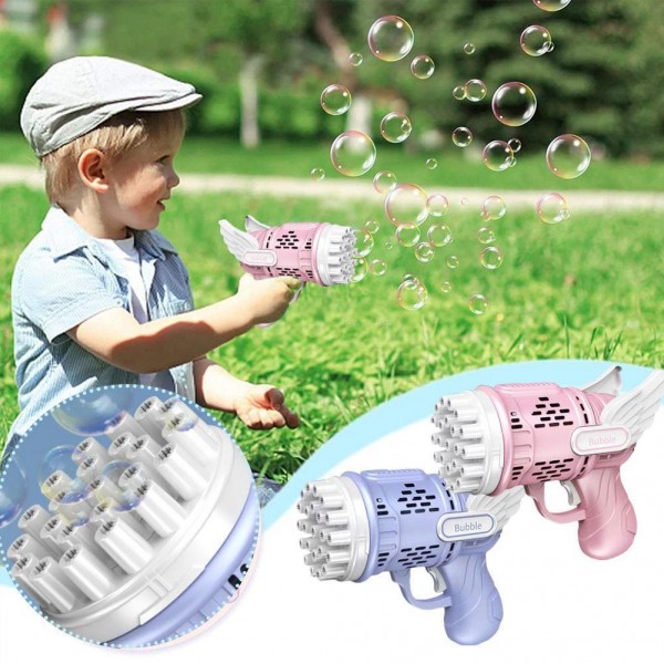 Пістолет бульбашковий Angel Bubble Gun, дитячий генератор мильних бульбашок, 23 отвори, 2 кольори