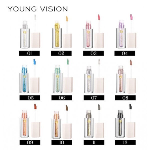 Тіні кольорові для повік Young Vision Liquid Eyeshadow, 12 кольорів  