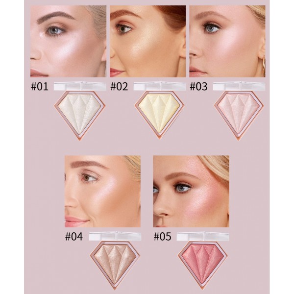 Хайлайтер для обличчя Handaiyan Diamond Glow, у вигляді діаманта, 5 кольорів 