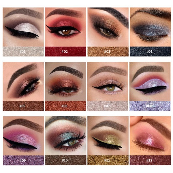 Тіні перламутрові для повік Handaiyan Metal & Chameleon Eye Shadow, тіні - хамелеон для очей, 12 кольорів