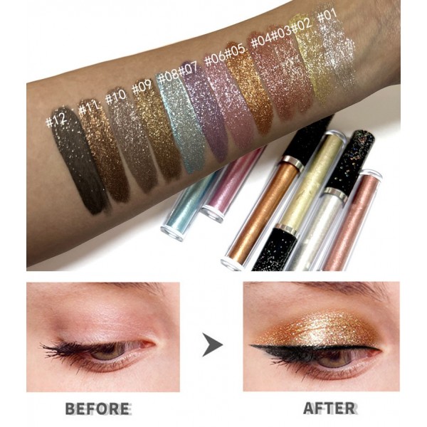 Тіні для повік перламутрові, блискучі, Handaiyan Liquid Eyeshadow, 12 кольорів